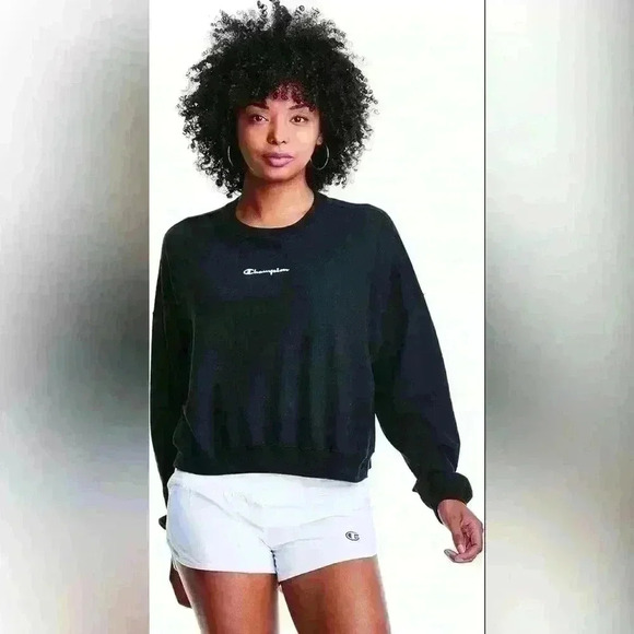 Champion Midweight Classic Pullover Sweatshirt Black Women's Size L - Picture 1 of 4
